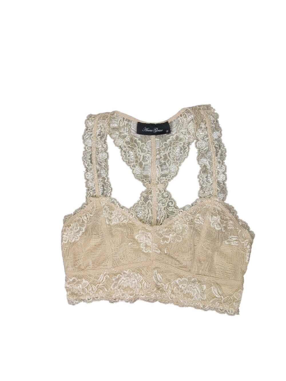Anna Grace Lace Racerback Bralette in Nude